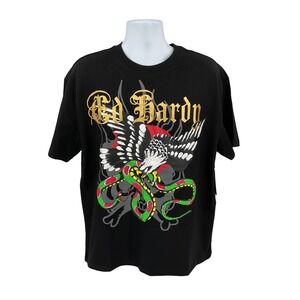 Ed Hardy Graphic Tee Eagle Snake Tattoo Design Short Sleeve‎ T-Shirt L #1179